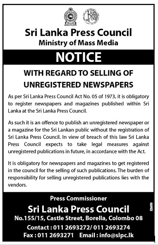 With Regard to selling of unregistered newspapers